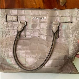 Used Michael Khors Gray Alligator Leather Purse